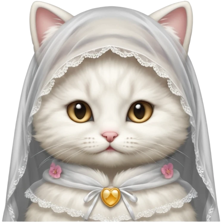 White kitty wearing a veil emoji