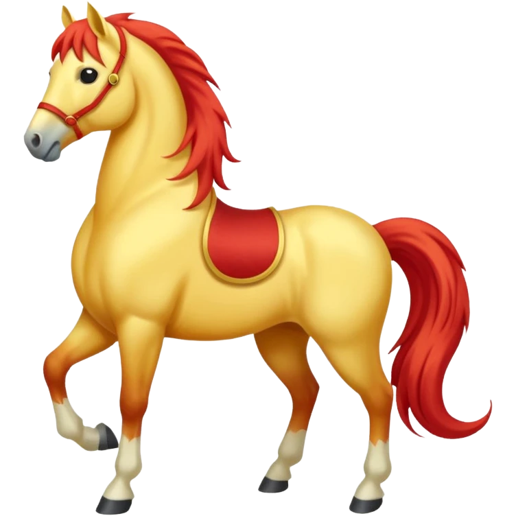 Cavalo vermelho e amarelo pastel emoji