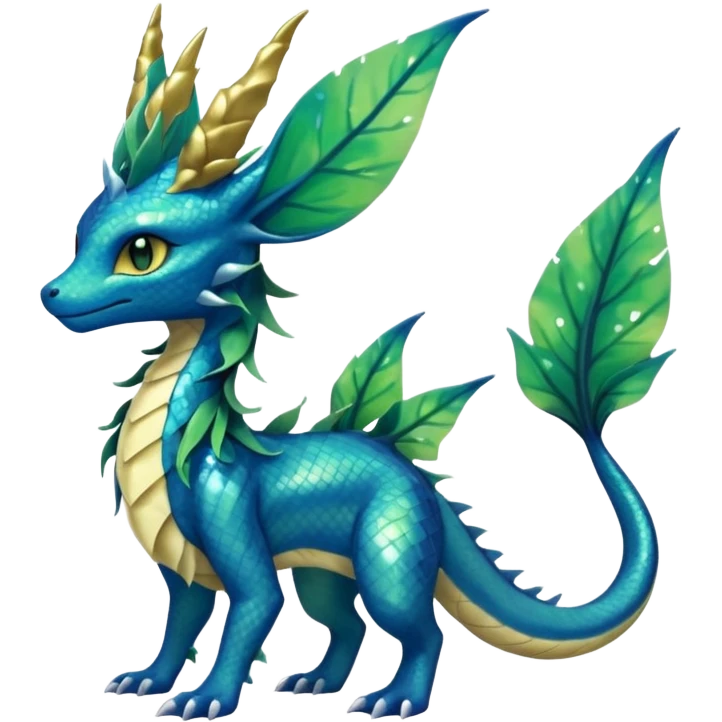 Shiny ethereal elemental swampy Salandit-Leafeon-Vaporeon-hybrid-fusion (full body) emoji