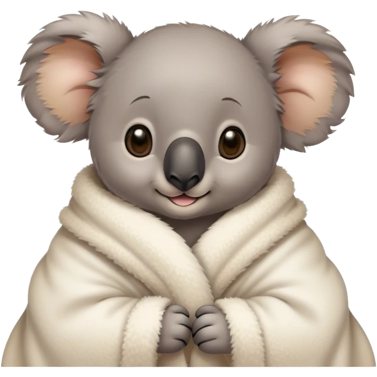 Cute baby koala cozy in blanket emoji