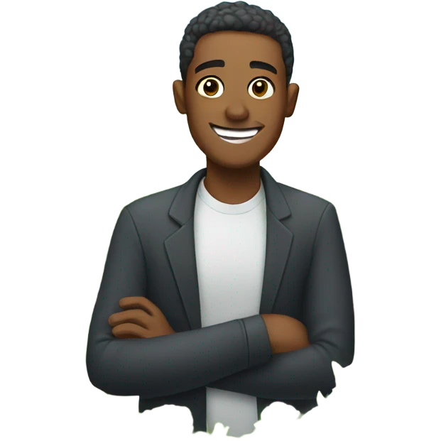Man smiles at cemetary emoji