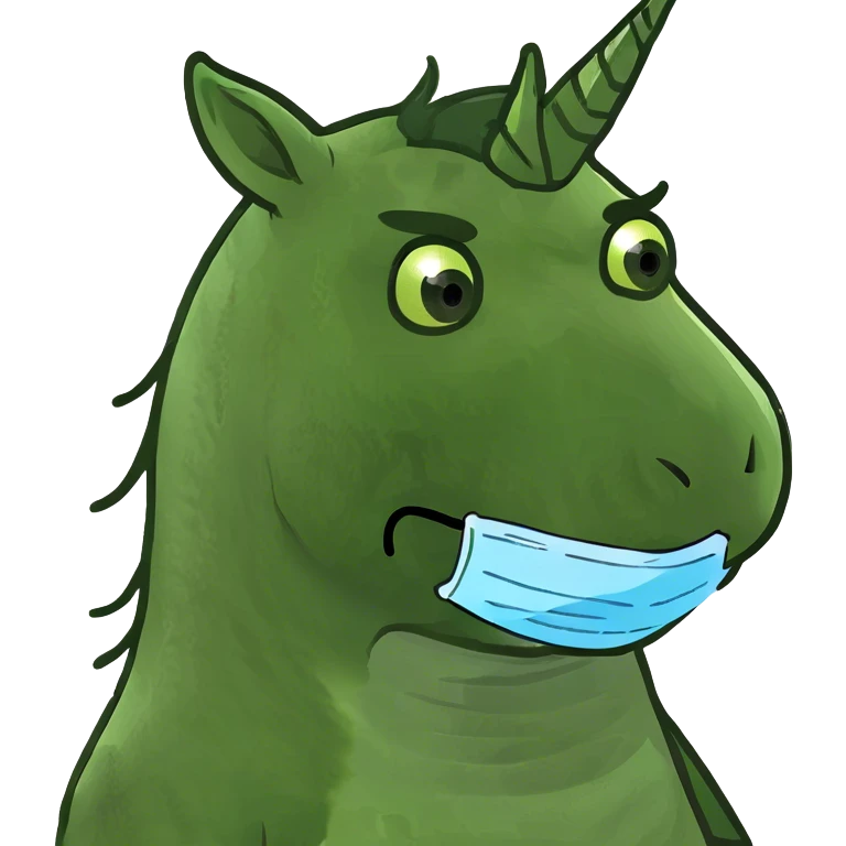 Unicorn with a face mask emoji