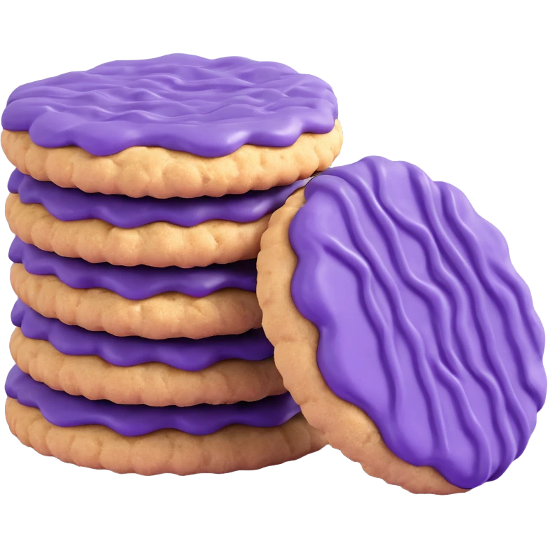 purple ube crinkle cookies, simplified, clear, emoji-like, no faces emoji