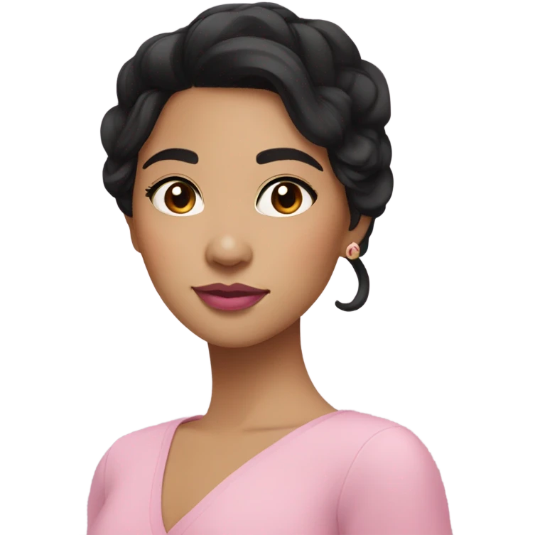 Thick medium black hair brown eyes and pink lip and pink cheek Filipino lady emoji