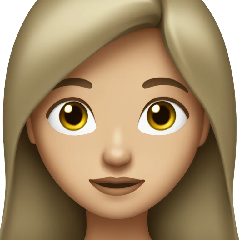 A light brunette woman with long hair and green eyes  emoji