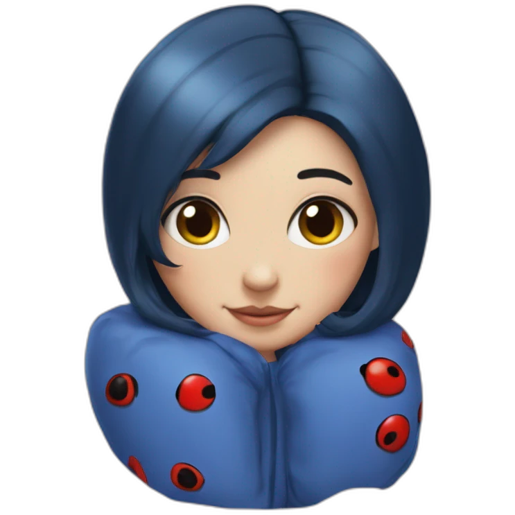 girl with dark blue hair duvets and ladybug suit emoji