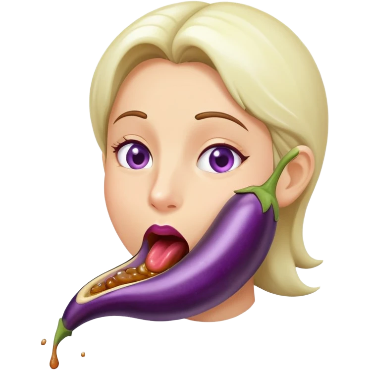 Tongue, licking eggplant emoji