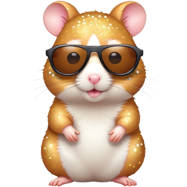 A glitter hamster with cool sunglasses emoji