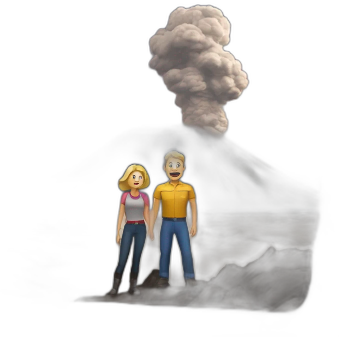 Maurice et Katia Krafft près d'un volcan emoji