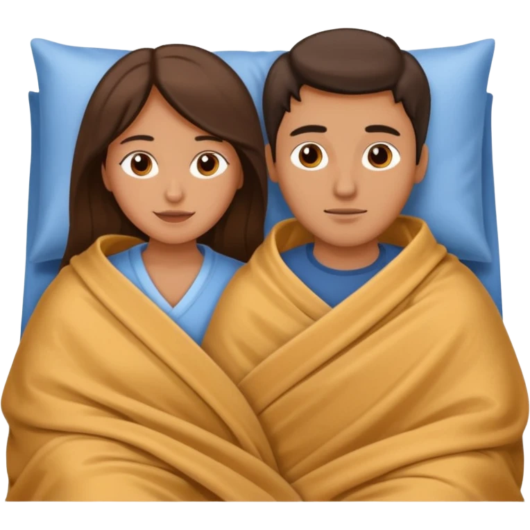 Woman and man in bed covered under a blanket  emoji