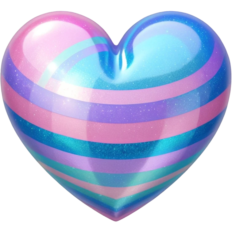 glitter heart with pastel stripes emoji