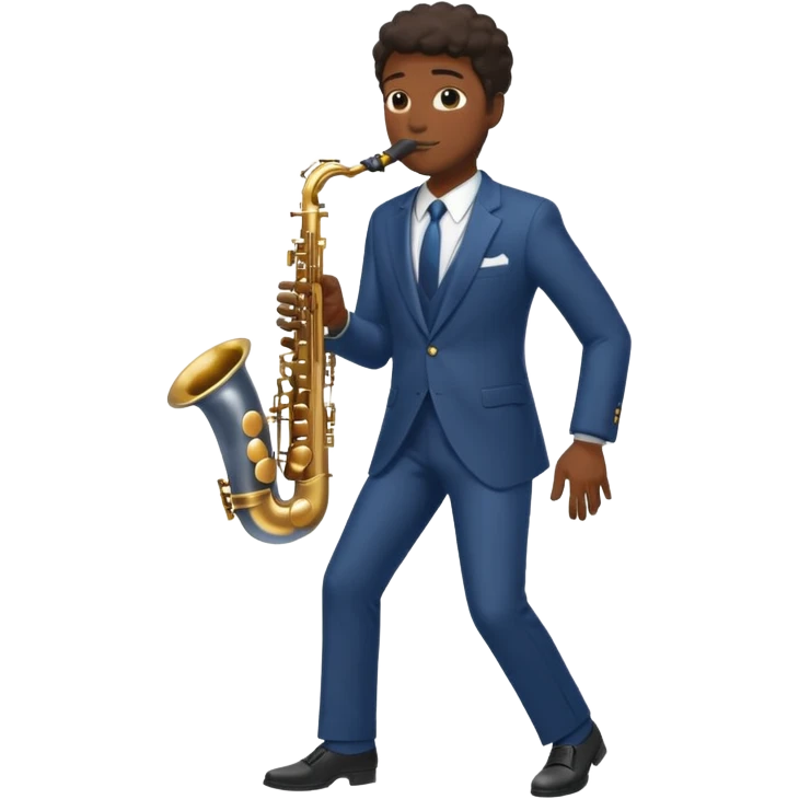 black man playing saxophone full body emoji