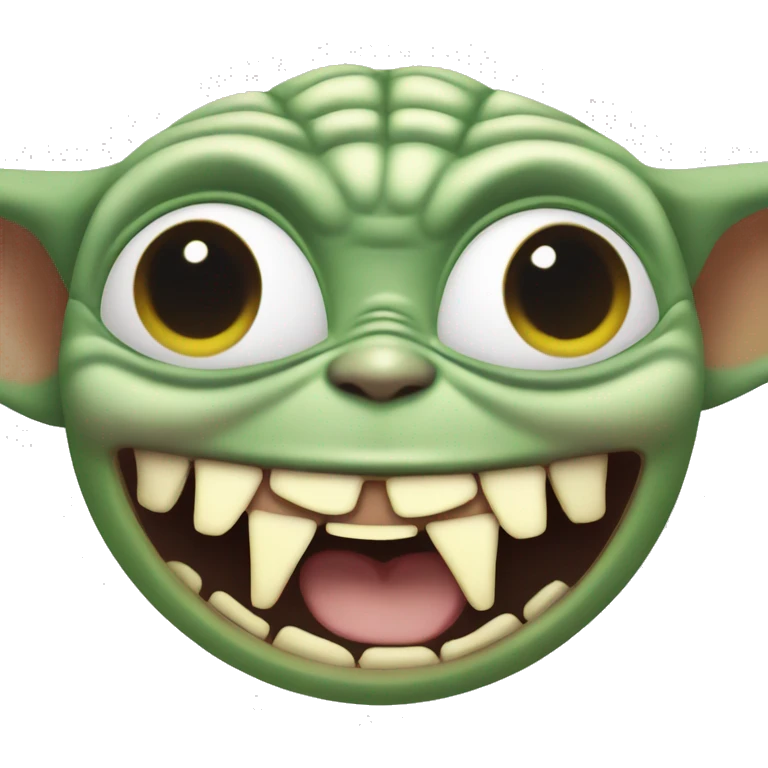 Baby Yoda smiles with a giant smile. Teeth visible emoji