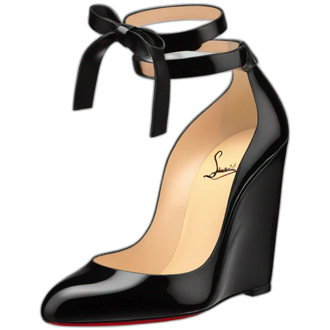 WEDGE heel LOUBOUTIN black leather PATENT emoji