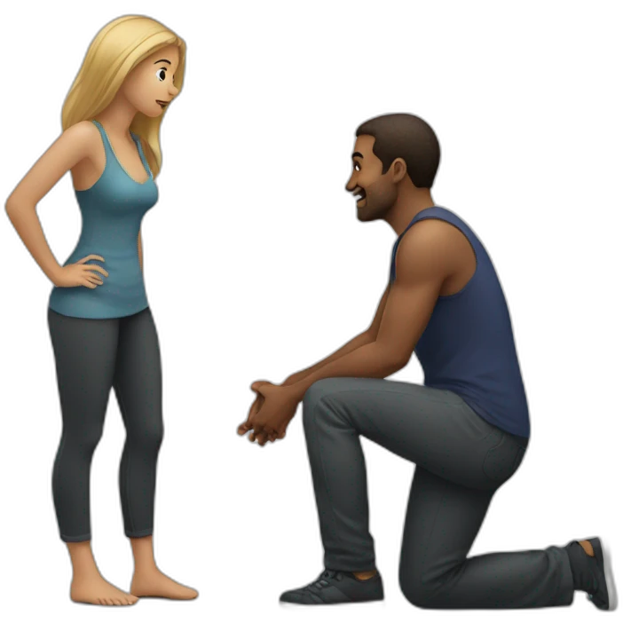 Woman on knees facing man emoji