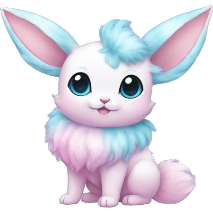 Kawaii Pastel Cotton-Candy-Colored Eeveelution-Cute-puppy-Bunny-Pokémon-fusion full body emoji