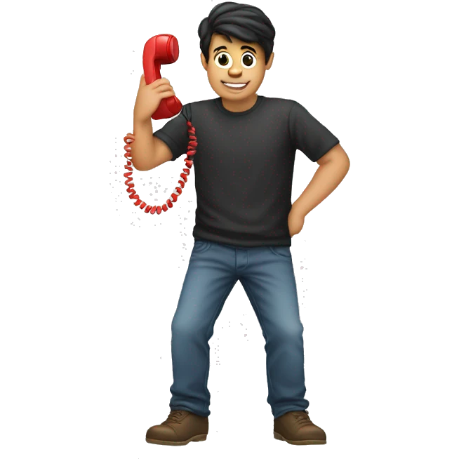 a telephone held by a young man emoji