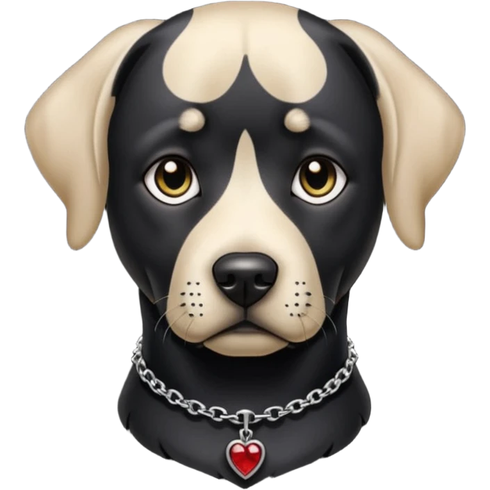 Sad black lab dog wearing gothic accessories  emoji