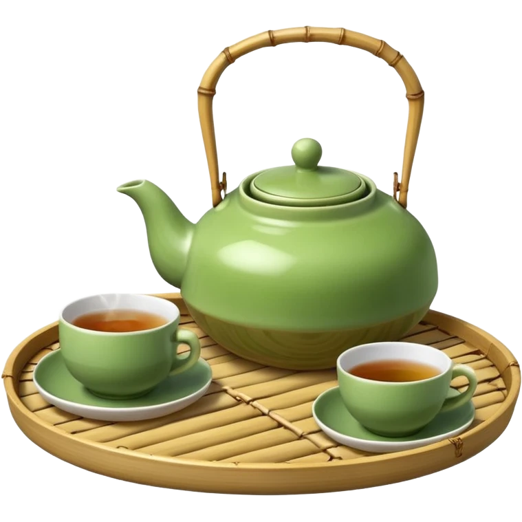 japan bamboo tray with a teapot and cup emoji
