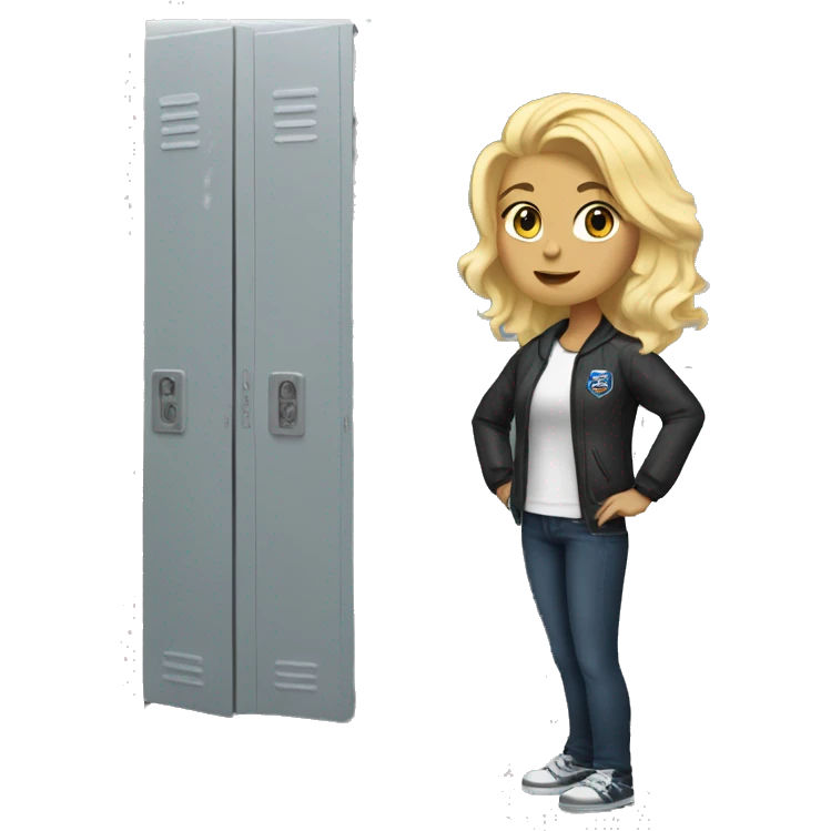 Locker room animated whit blond hair, arms and jacket  emoji