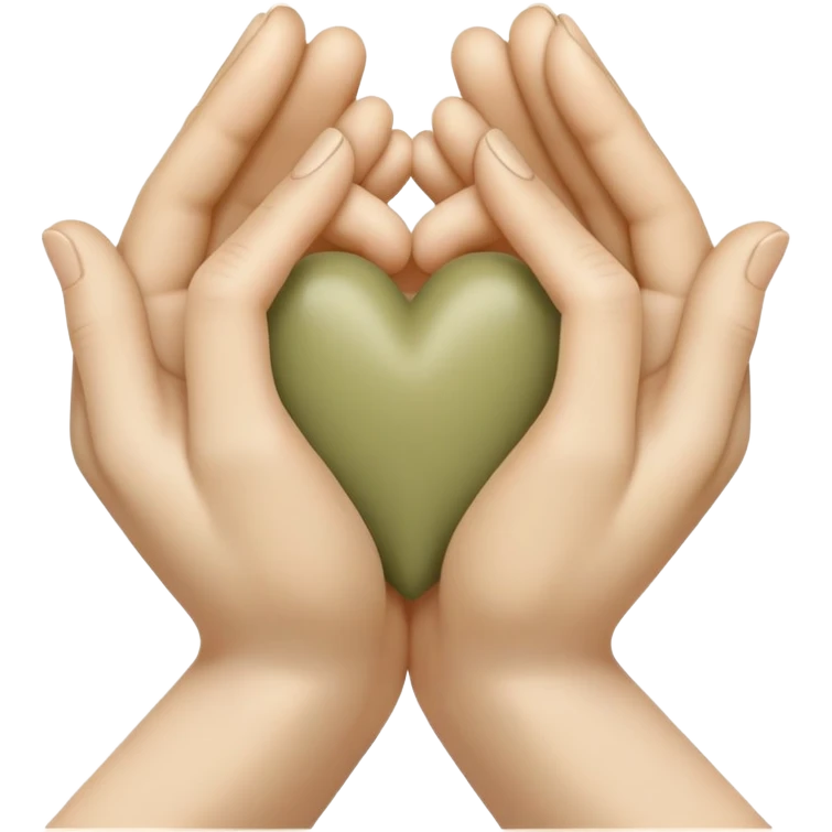 Hands joined in prayer with a pale olive heart emoji