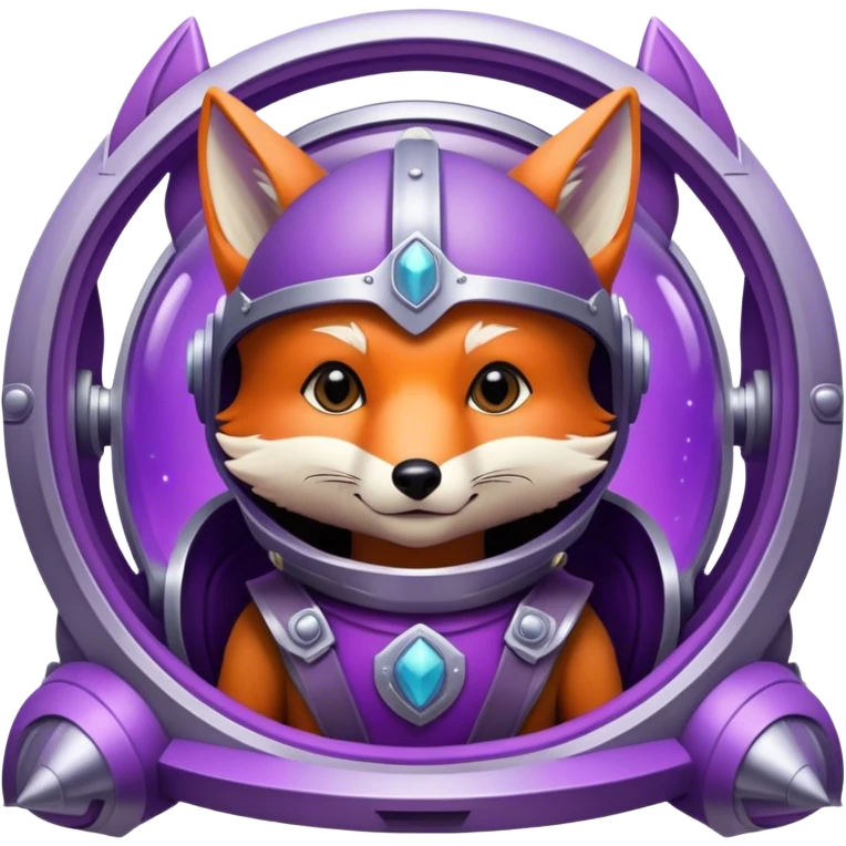 a purple fox in a spaceship with a viking helmet on  emoji