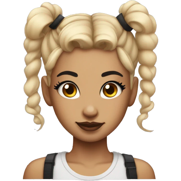 Tattooed girl with space buns and side bang emoji