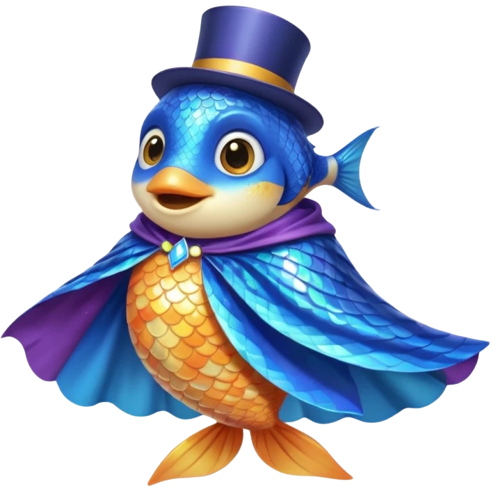 Fish wearing magician cape emoji