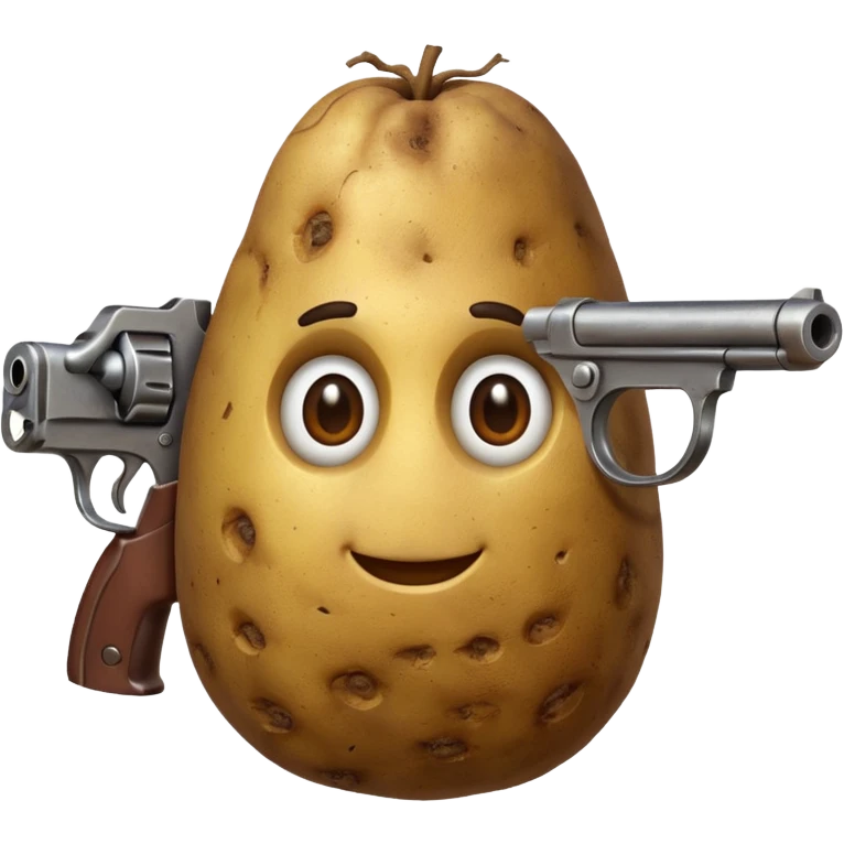 A potato with a gun emoji
