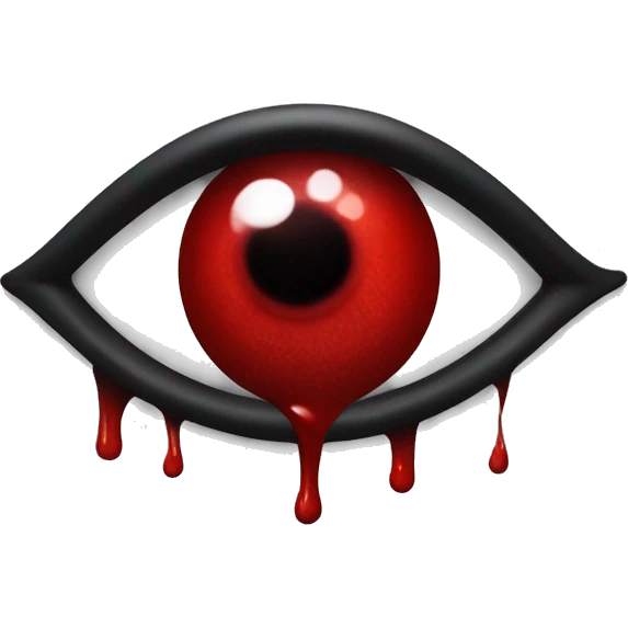 Coração vermelho sangue com um olho no centro da cor preta emoji