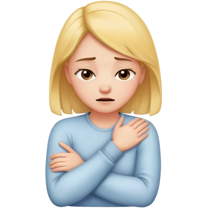 Girl holding her neck with arms crossed suffocating  emoji