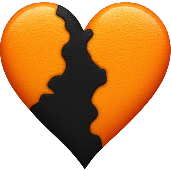 Half black and half orange heart emoji