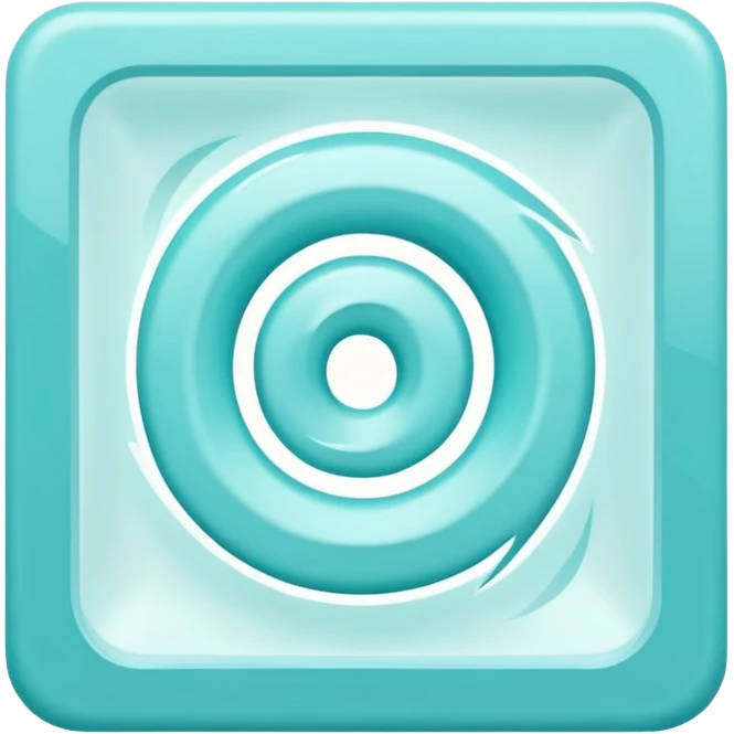 a Tiny compressed Stylized light-turquoise whirlwind symbol inside a pastel white slightly shaded square icon, light turquoise glossy borders emoji