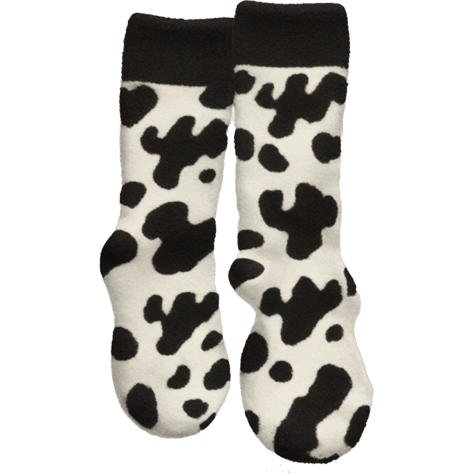 Realistic fuzzy cowprint socks  emoji
