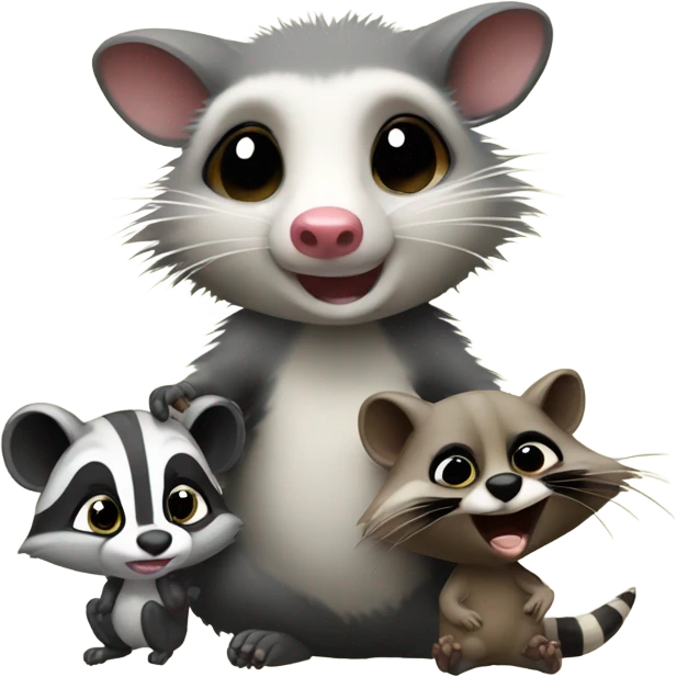 Opossum with a raccoon emoji