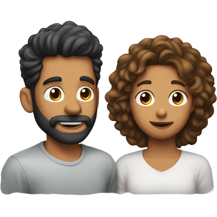 Dos chicos uno con barba y el otro con el pelo rizado dándose un beso emoji