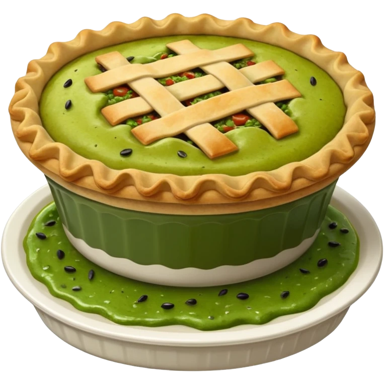 Pie on top of green sauce emoji