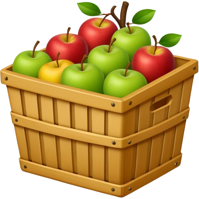 Red, green and yellow apples in a hamper emoji