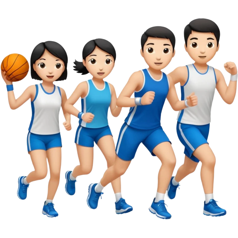 people playing sports add white and asian emoji