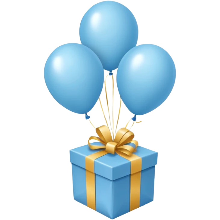 Make light blue and white balloons, and under the balloon strings, put gifts. emoji