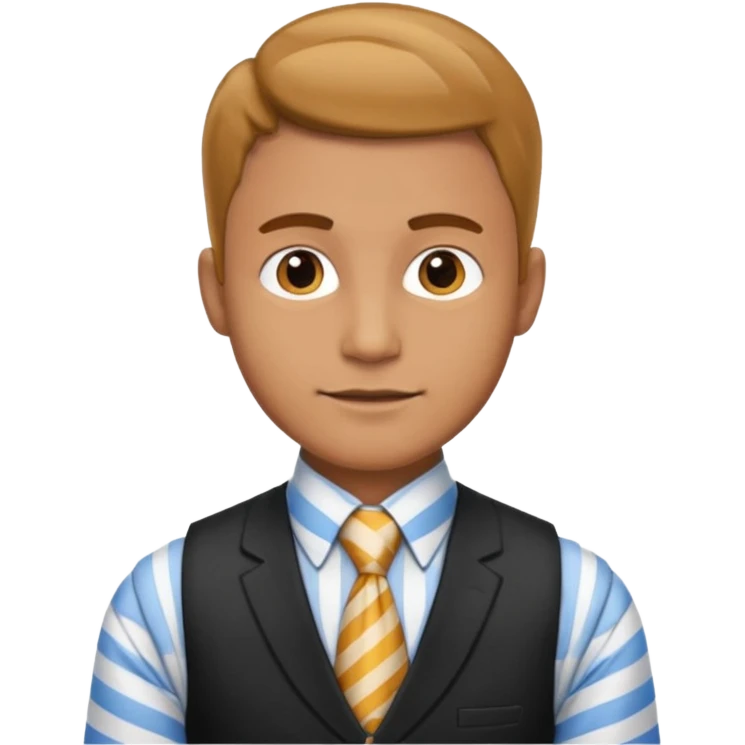 man in vest, striped tie emoji