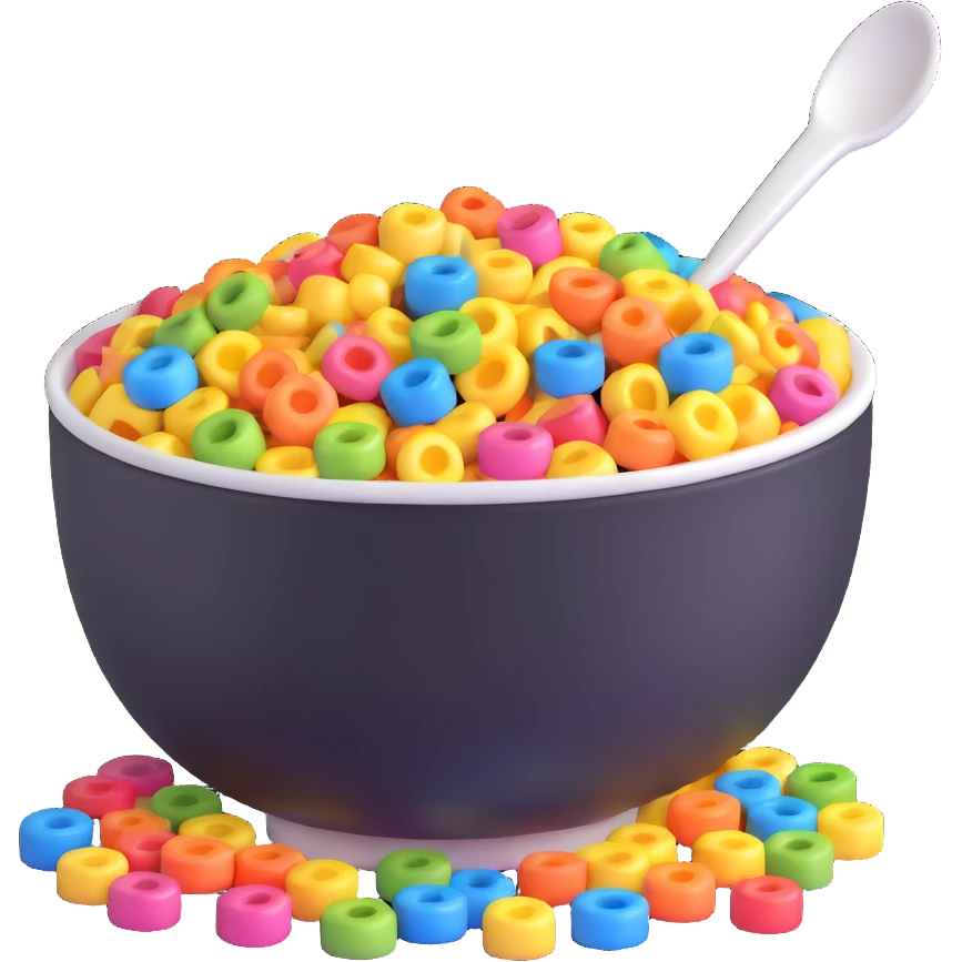 cereal bowl with colorful cereal emoji