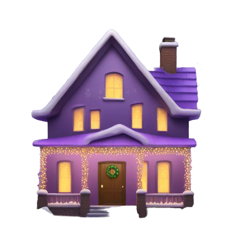 House with purple Christmas lights emoji
