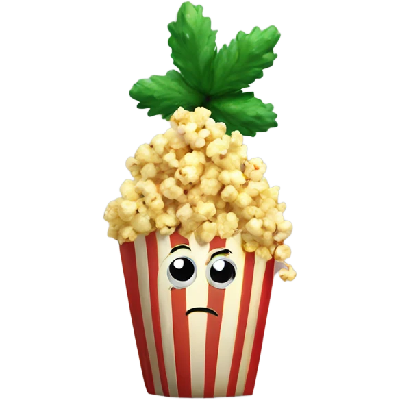 Two popcorn kernels sprouting Christmas tree emoji