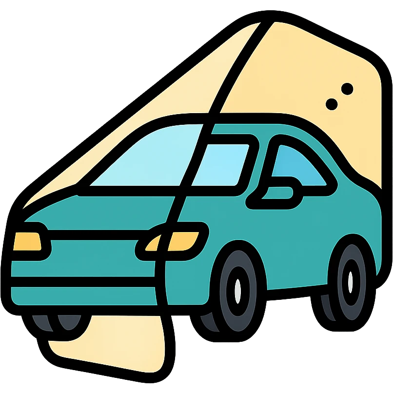elegant and modern icon of a car covered with a transparent protective film, clean lines and subtle details emoji