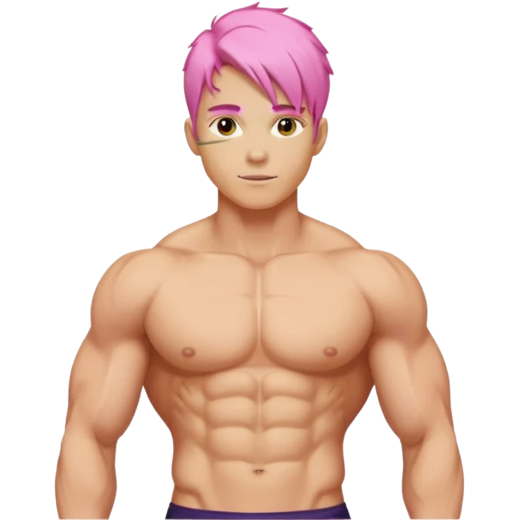 Blonde Male pink hair abs 6pack core yellow skin curves emoji