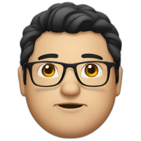white fat man black hair glasses emoji