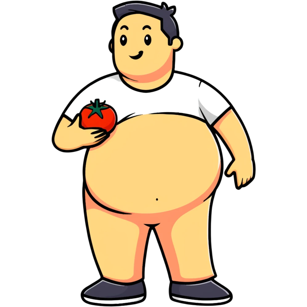 pregnant man with tomato belly emoji