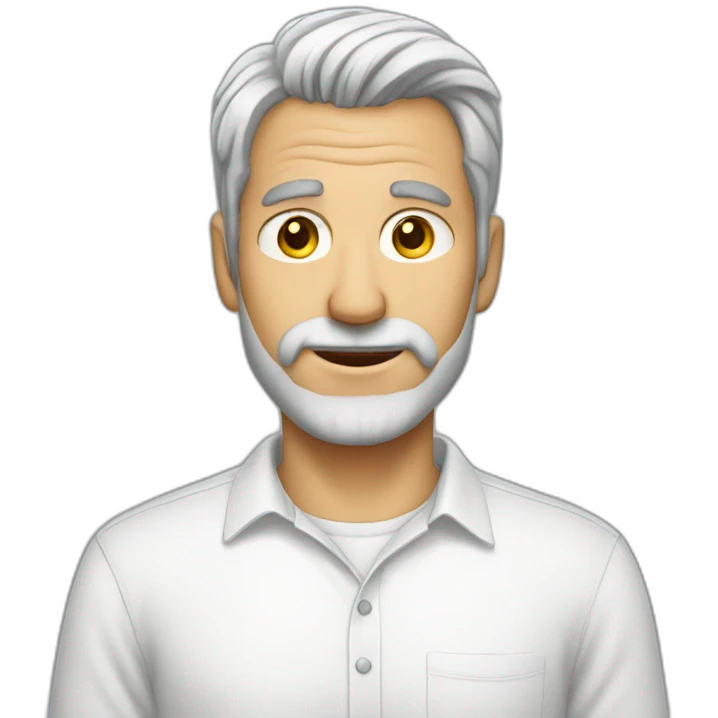 Men-grey-hair-white-shirt-no-beard emoji