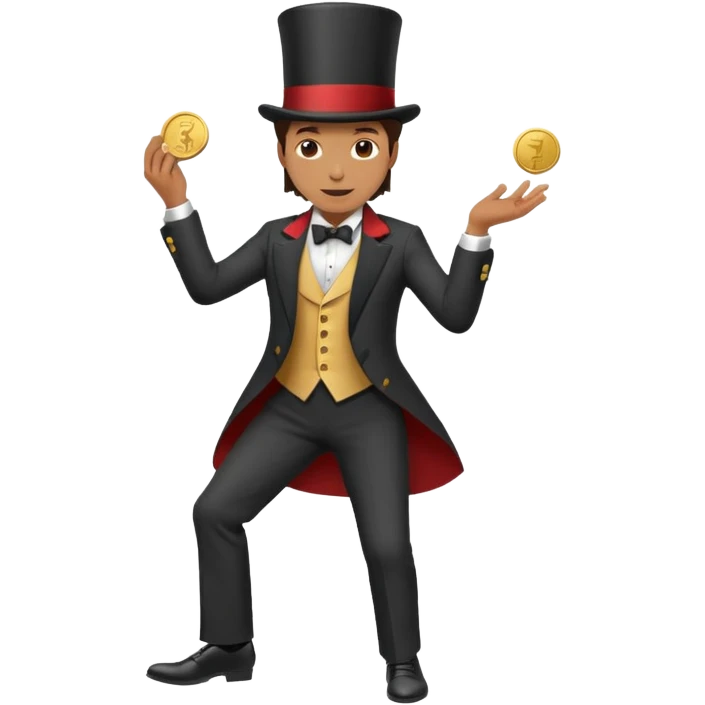 Magician with top hat,Street Performers,background street setup, with coins box, foot path view. emoji
